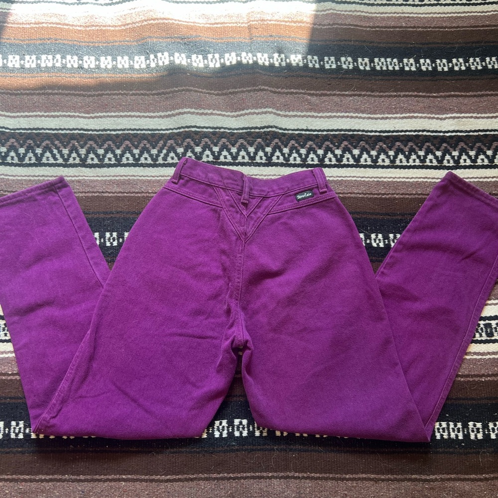 Womens Vtg Wrangler Silver Lake Jeans Purple High Waist Yoke Tag Size 7/8